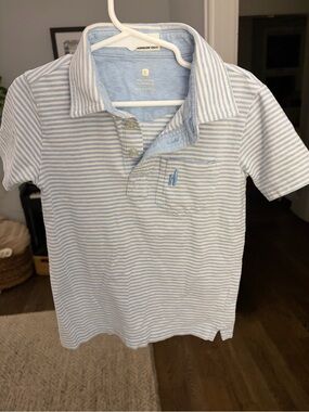 johnnie-O Light Blue & White Striped Polo for Kids